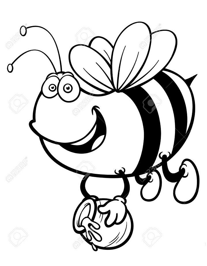 Раскраска толстая пчела и мед 2