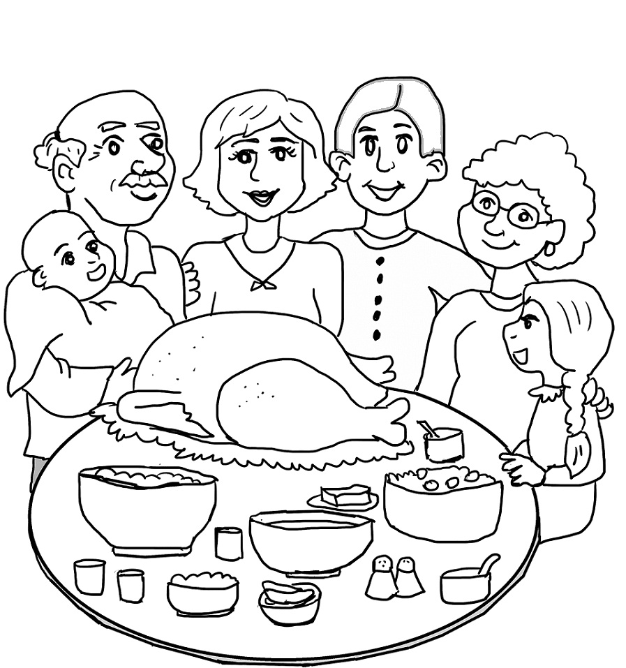 Раскраска Семейный ужин