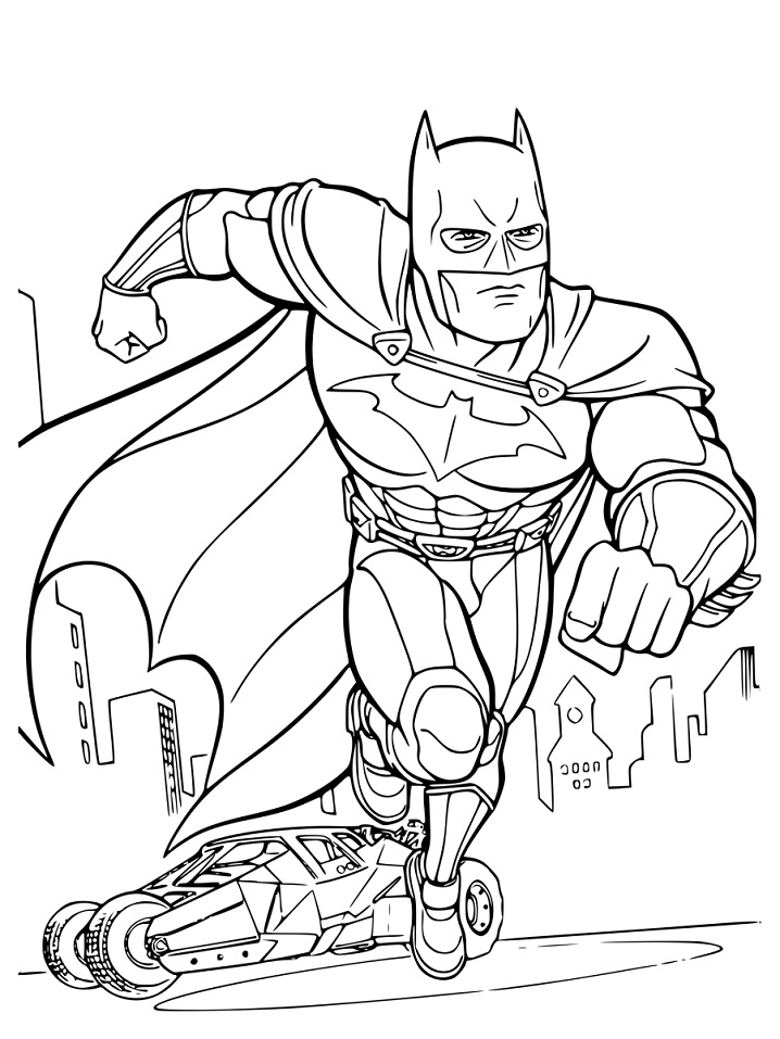 Раскраска бэтмен и бэтмобиль 3