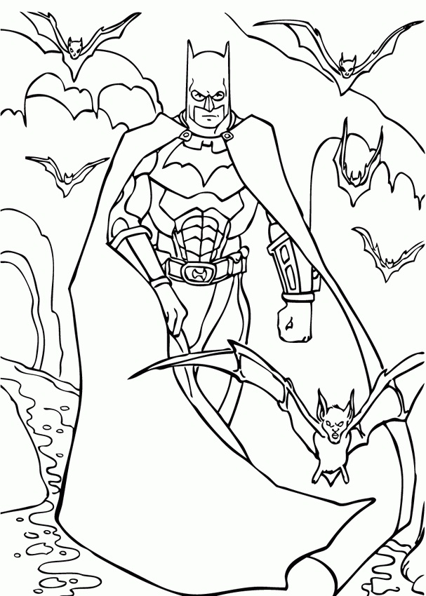 Раскраска Бэтмен и летучие мыши 3