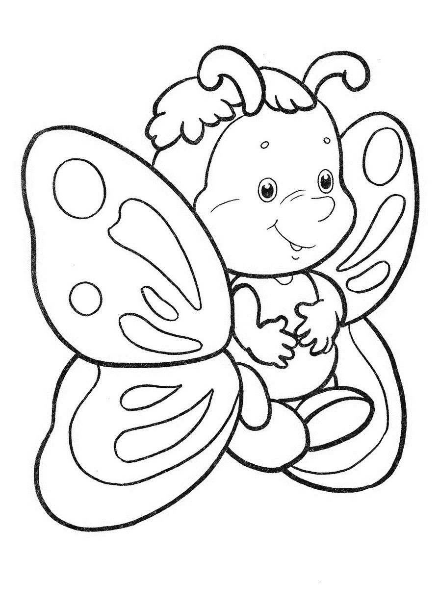 Раскраска милая детская бабочка