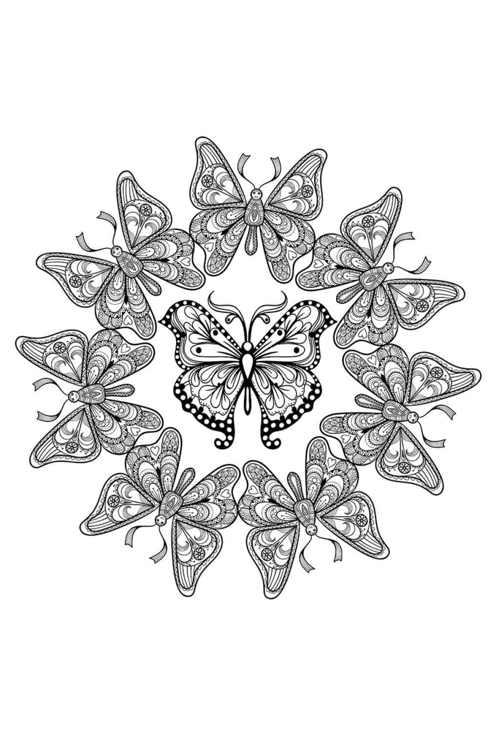 Раскраска Арт-терапия Хоровод бабочек