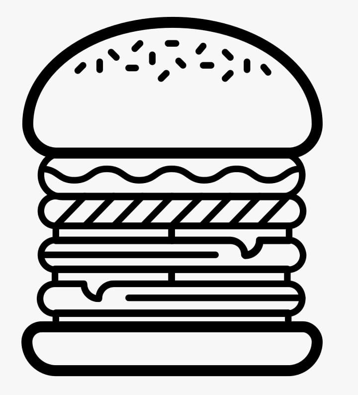 Раскраска большой гамбургер 1