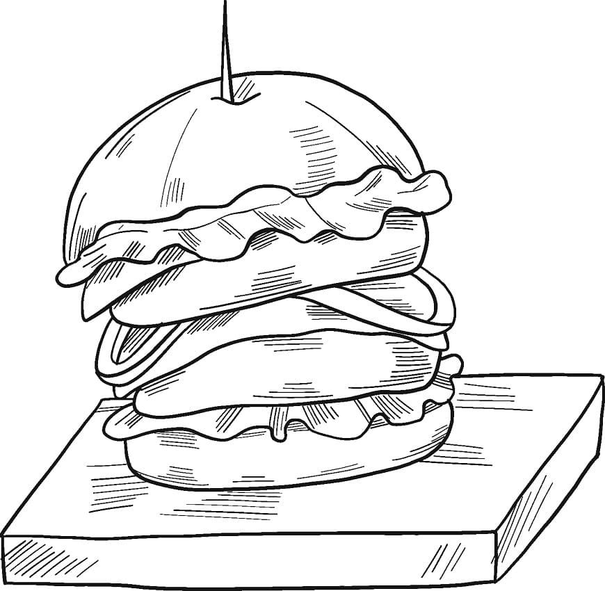 Раскраска большой гамбургер 2