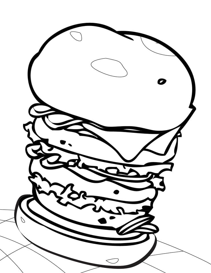Раскраска большой гамбургер 3