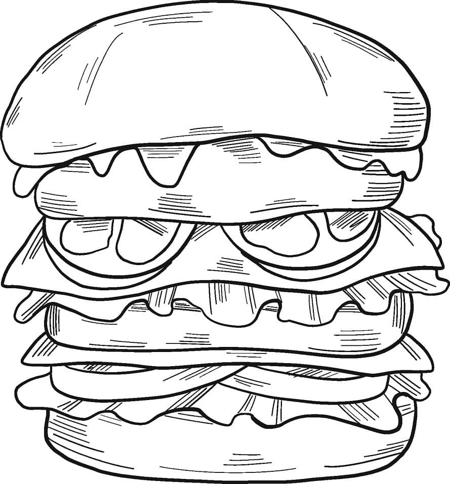 Раскраска большой гамбургер