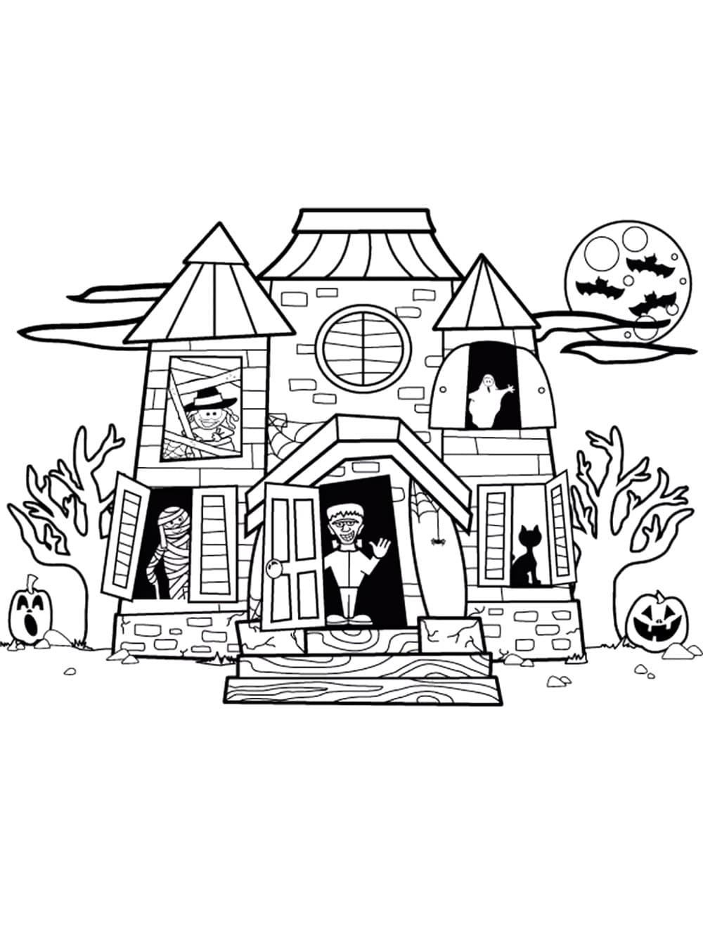 Раскраска Дом с привидениями (13)