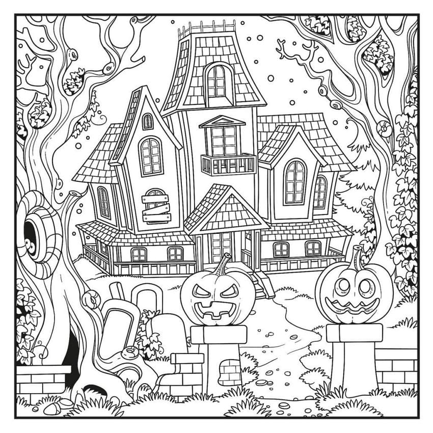 Раскраска Дом с привидениями (25)
