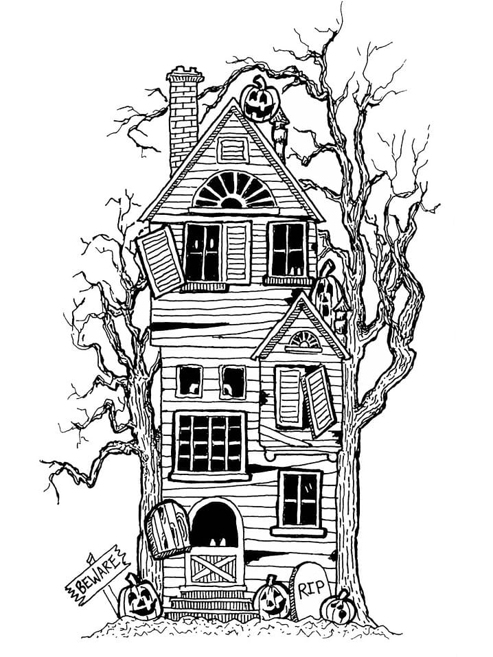 Раскраска Дом с привидениями (27)