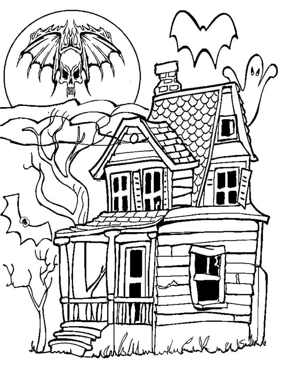 Раскраска Дом с привидениями (4)