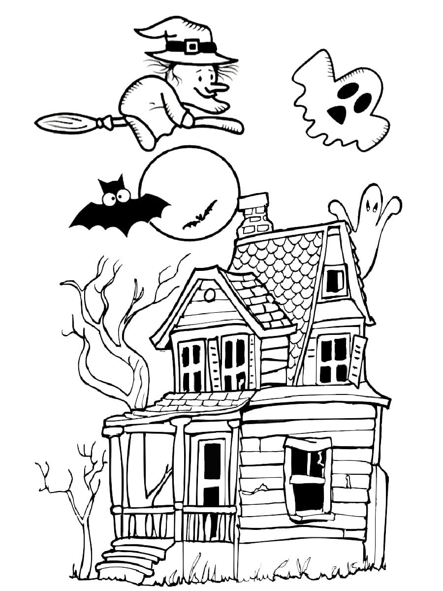 Раскраска Дом с привидениями (5)