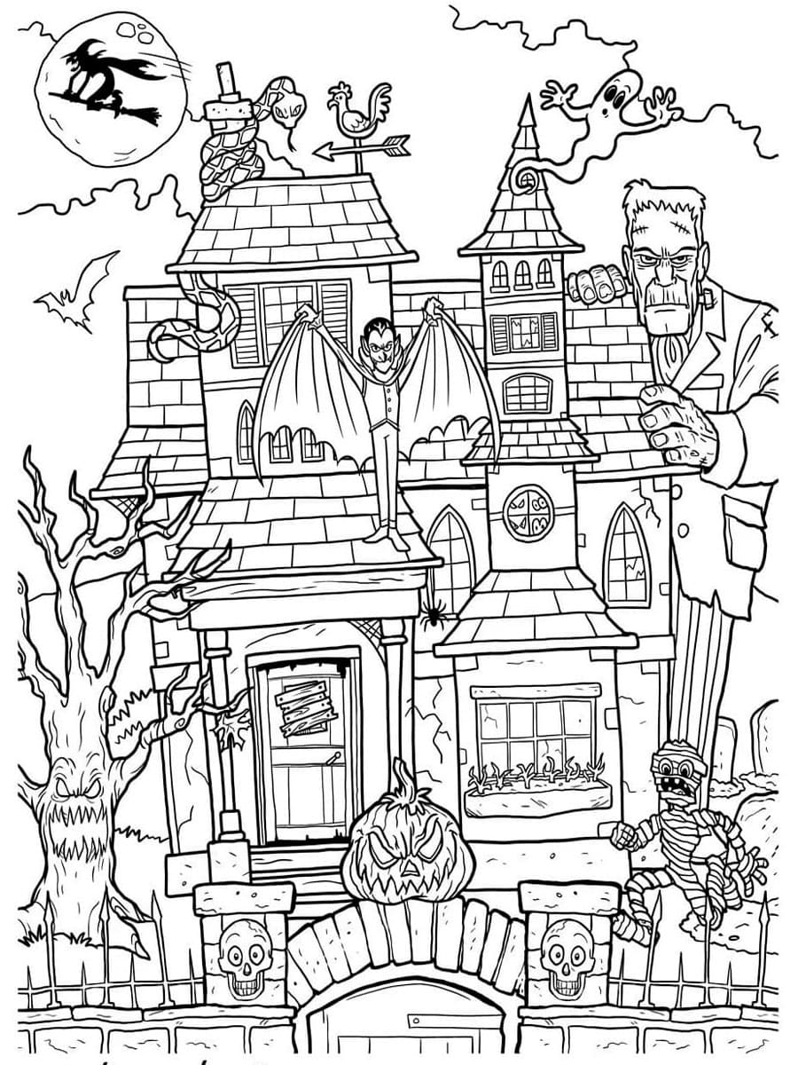 Раскраска Дом с привидениями (6)
