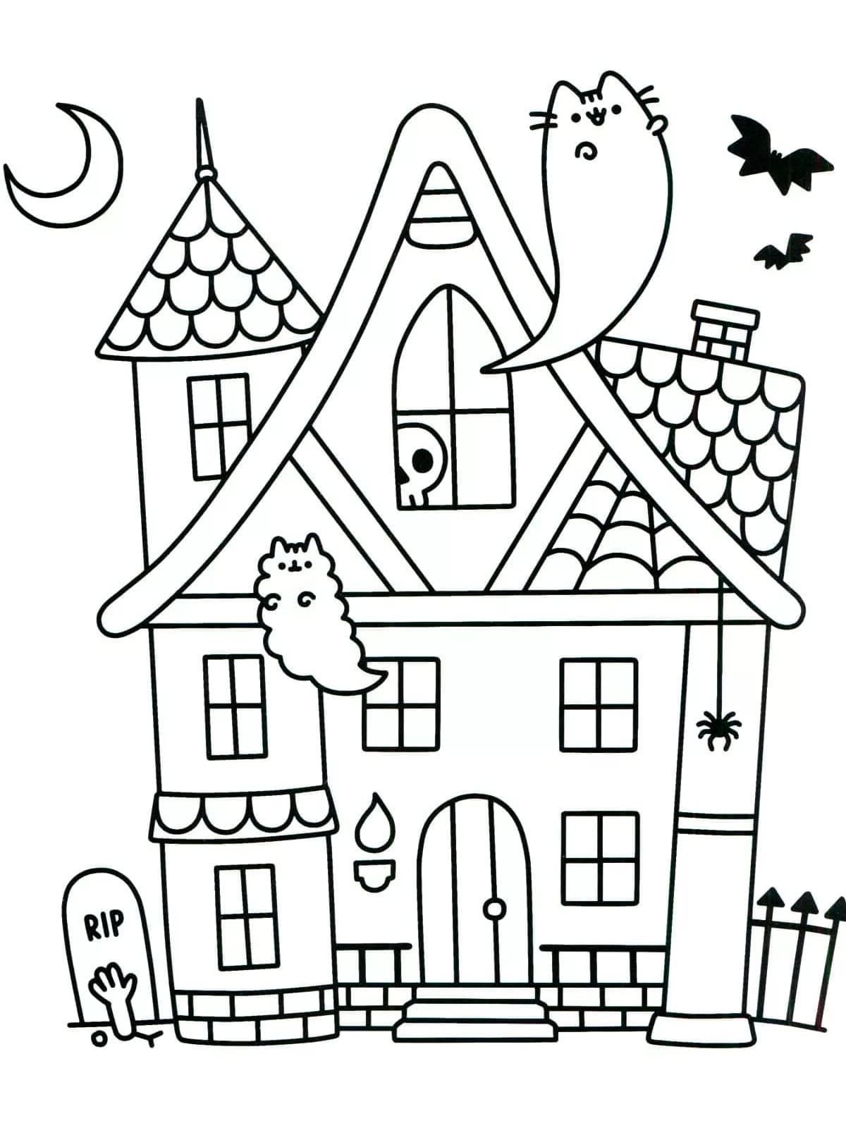Раскраска Дом с привидениями (8)
