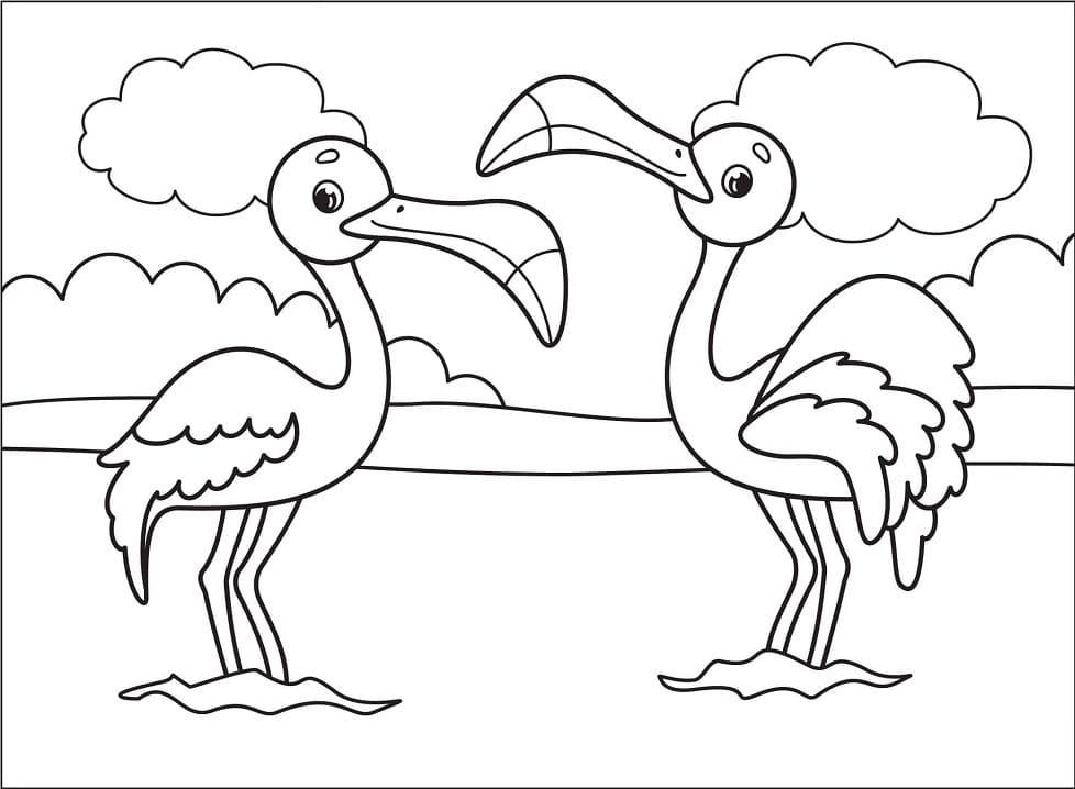 Раскраска два фламинго 5