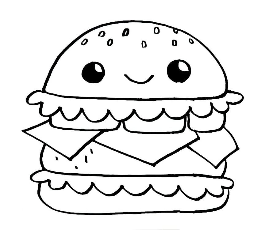Раскраска Гамбургер милый 1