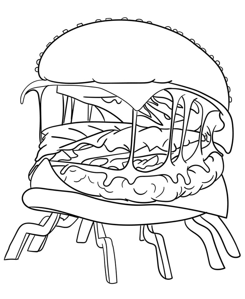 Раскраска Гамбургер-монстр