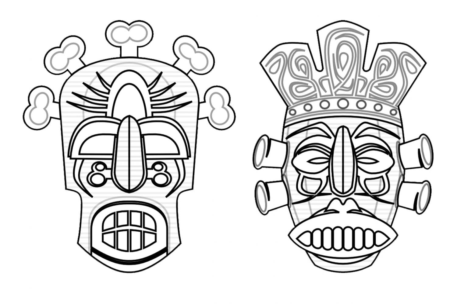 Раскраска Индейские маски