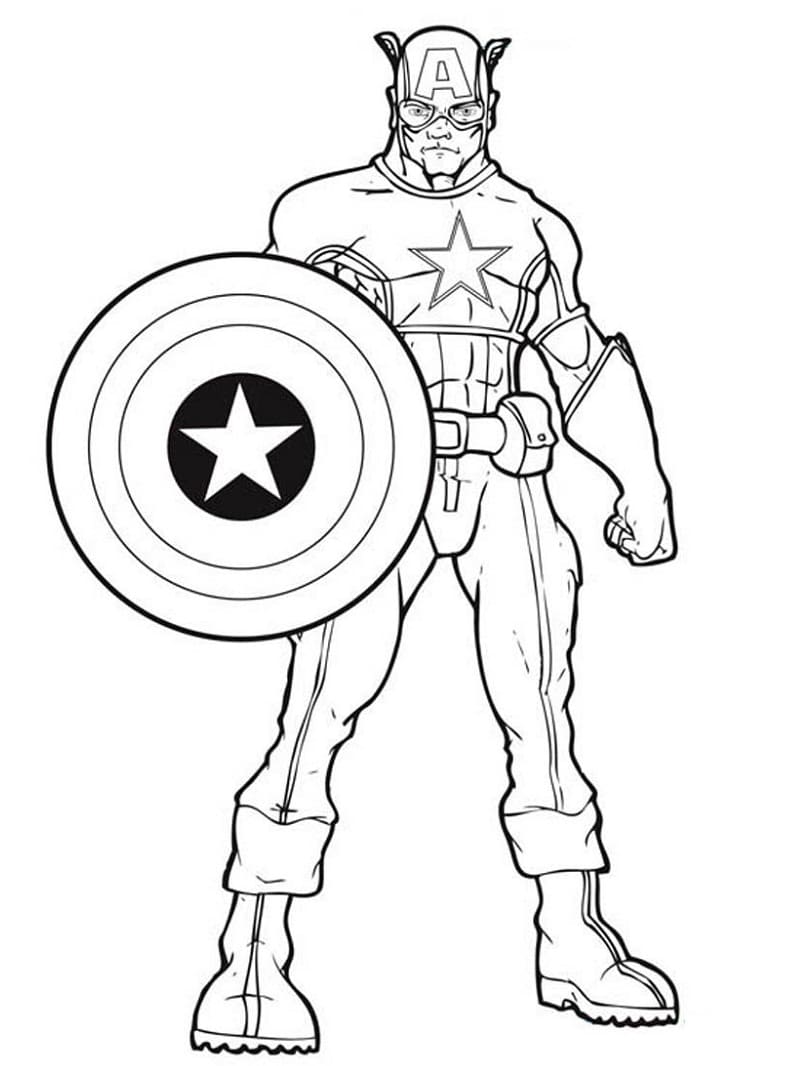 Раскраска Капитан Америка 8