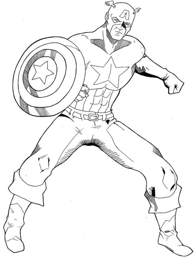 Раскраска Капитан Америка 9