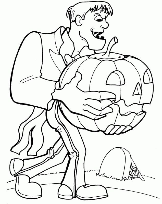 Раскраска Хэллоуин Франкенштейн (7)