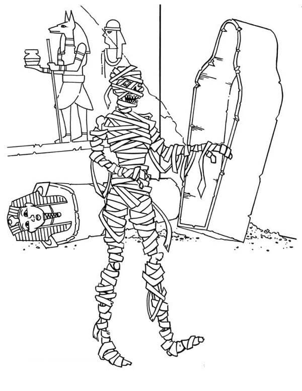 Раскраска Хэллоуин мумия (1)
