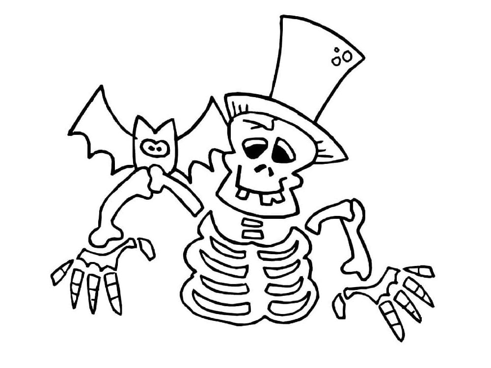 Раскраска Хэллоуин Скелет (2)