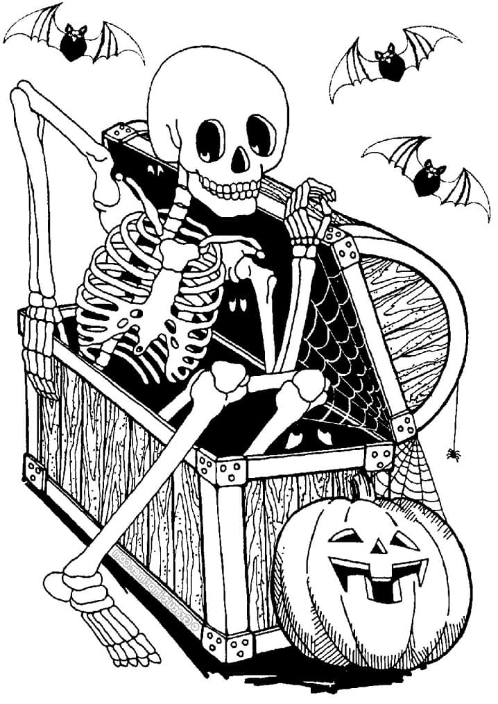 Раскраска Хэллоуин Скелет (4)
