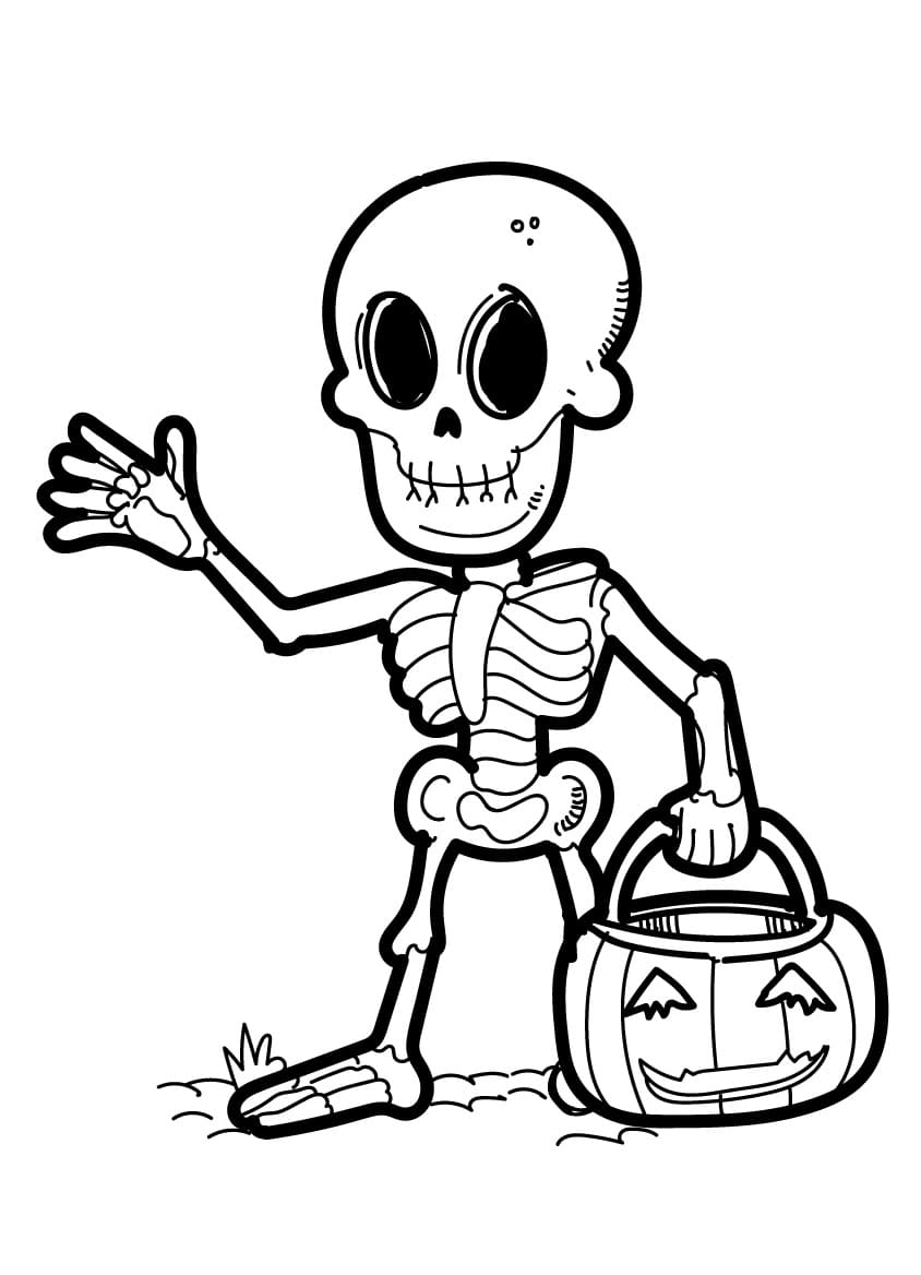 Раскраска Хэллоуин Скелет (6)