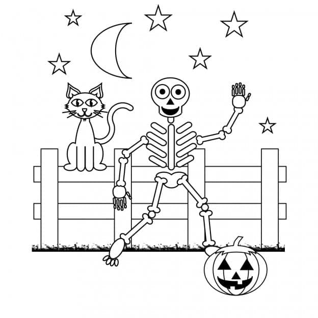 Раскраска Хэллоуин Скелет (9)