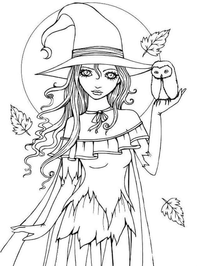 Раскраска Хэллоуинская ведьма (1)
