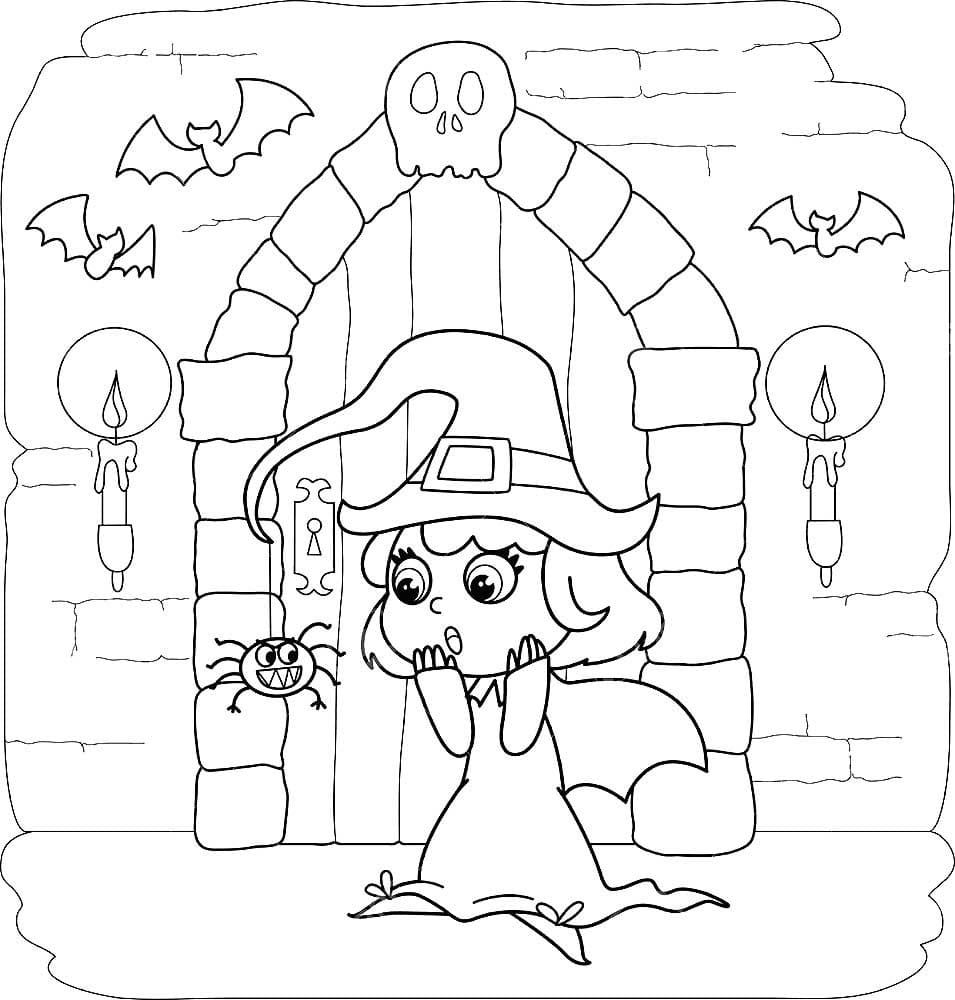 Раскраска Хэллоуинская ведьма (12)
