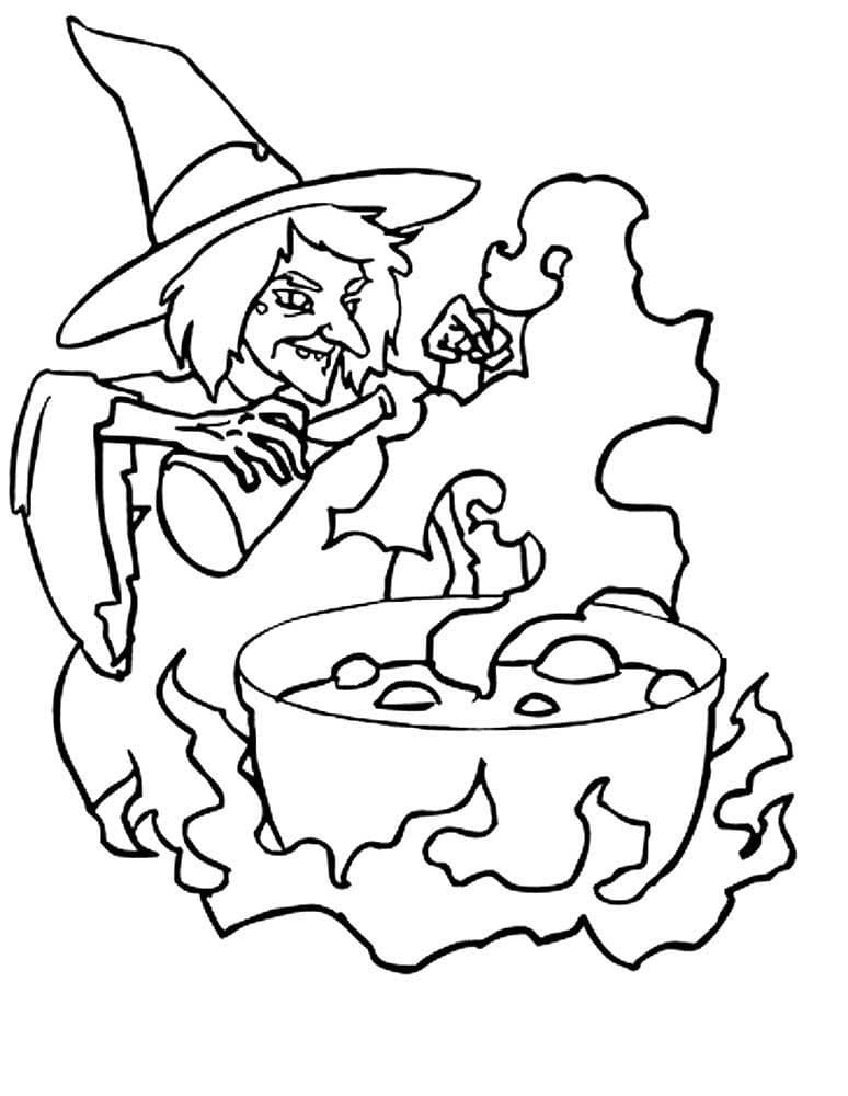 Раскраска Хэллоуинская ведьма (14)