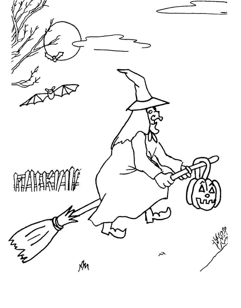 Раскраска Хэллоуинская ведьма (15)
