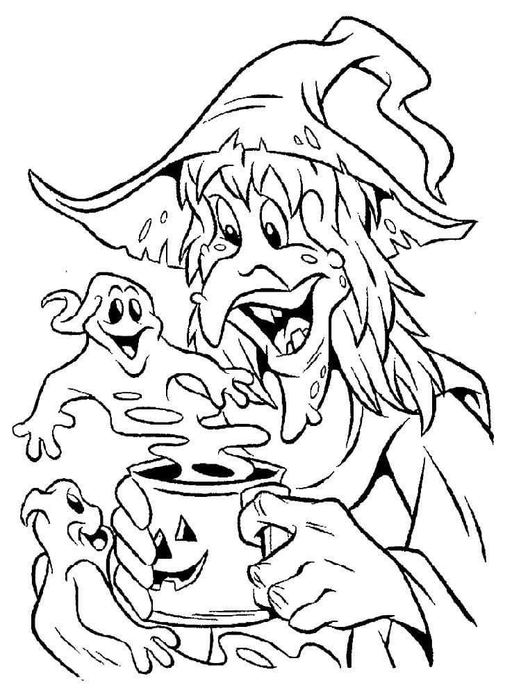 Раскраска Хэллоуинская ведьма (17)