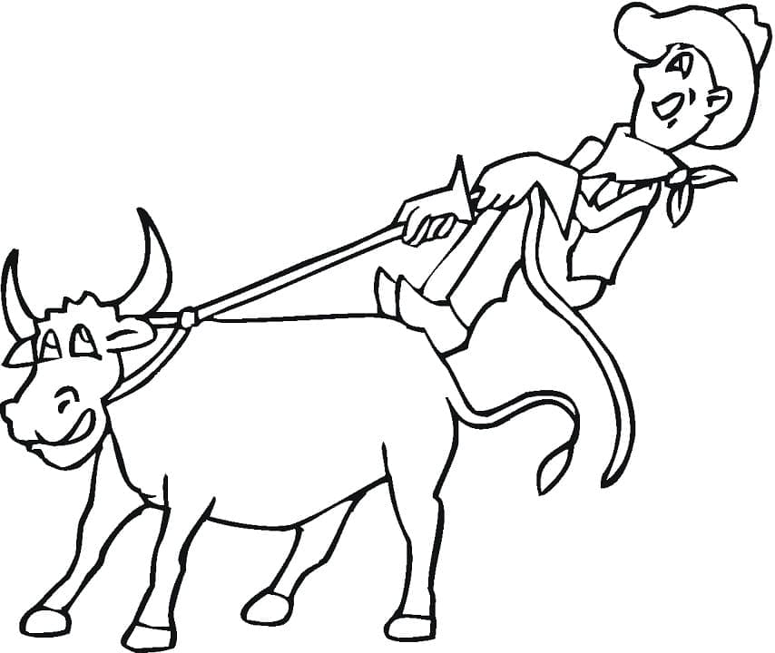 Раскраска Корова и ковбой