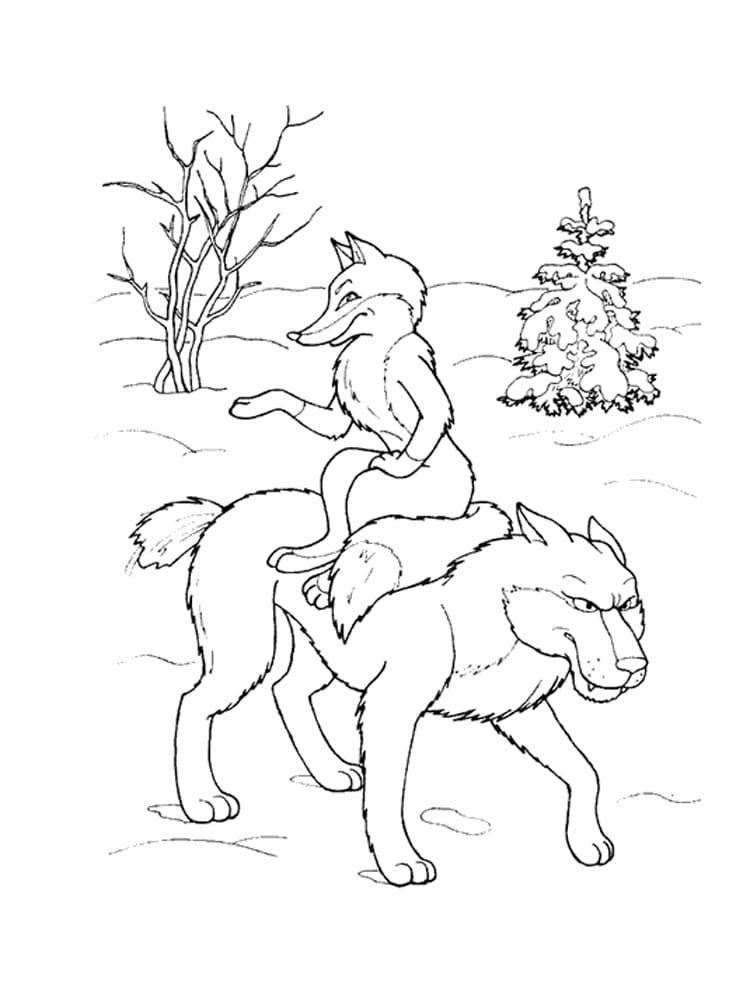 Раскраска Лиса и Волк 17