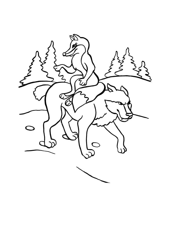 Раскраска Лиса и Волк 5