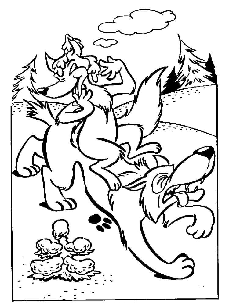 Раскраска Лиса и Волк 8