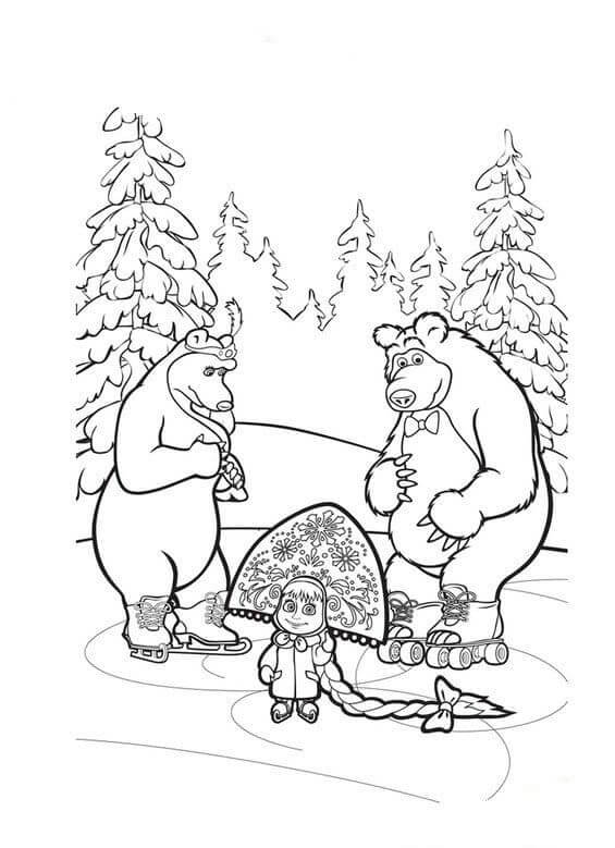 Раскраска Маша и Медведь 14