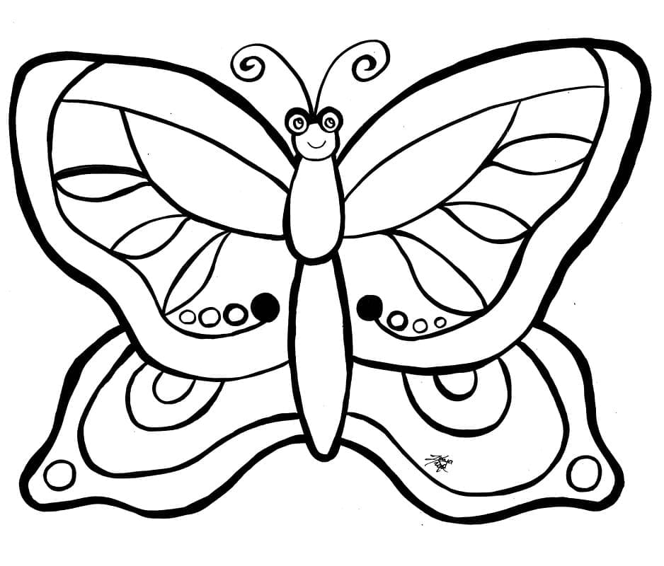 Раскраска милая бабочка 1