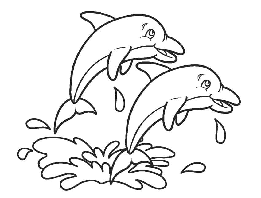 Раскраска милые дельфины 4