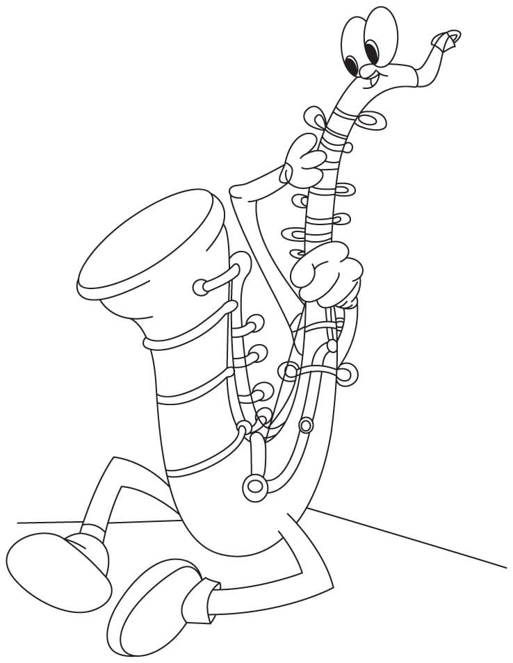 Раскраска мультфильм саксофон