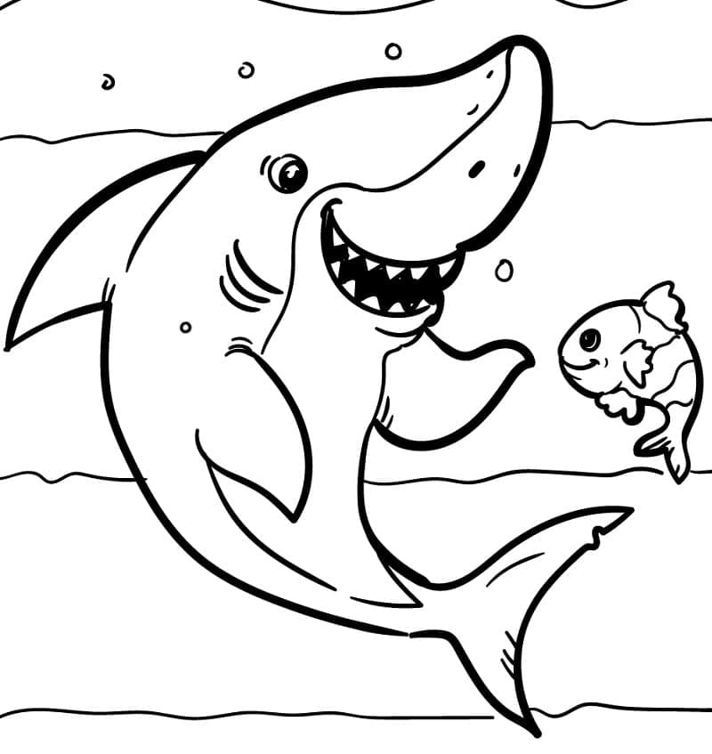 Раскраска Мультяшная Акула 3