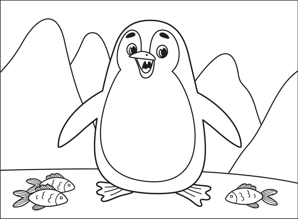 Раскраска очаровательный пингвин 3