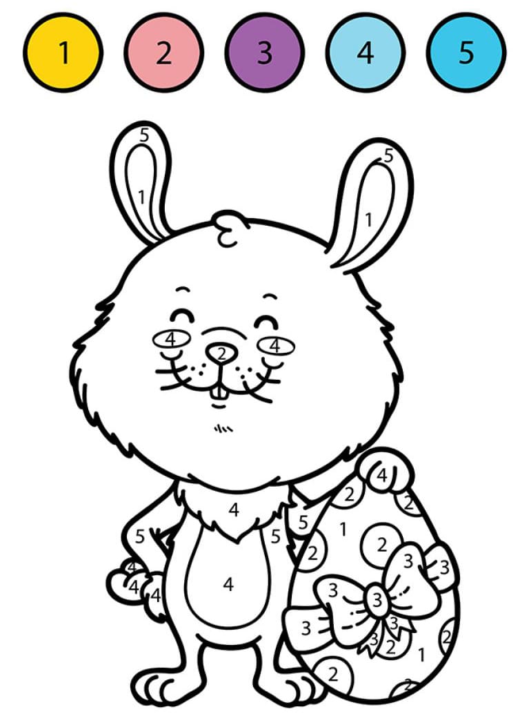 Раскраска Пасхальный кролик по цифрам