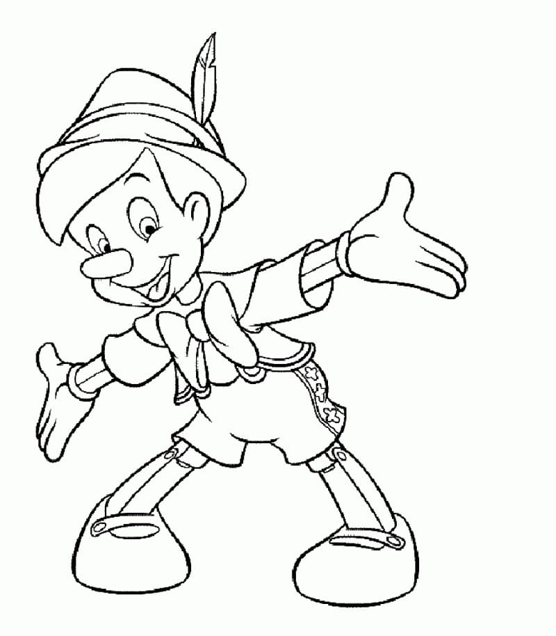 Раскраска Пиноккио счастливым 5