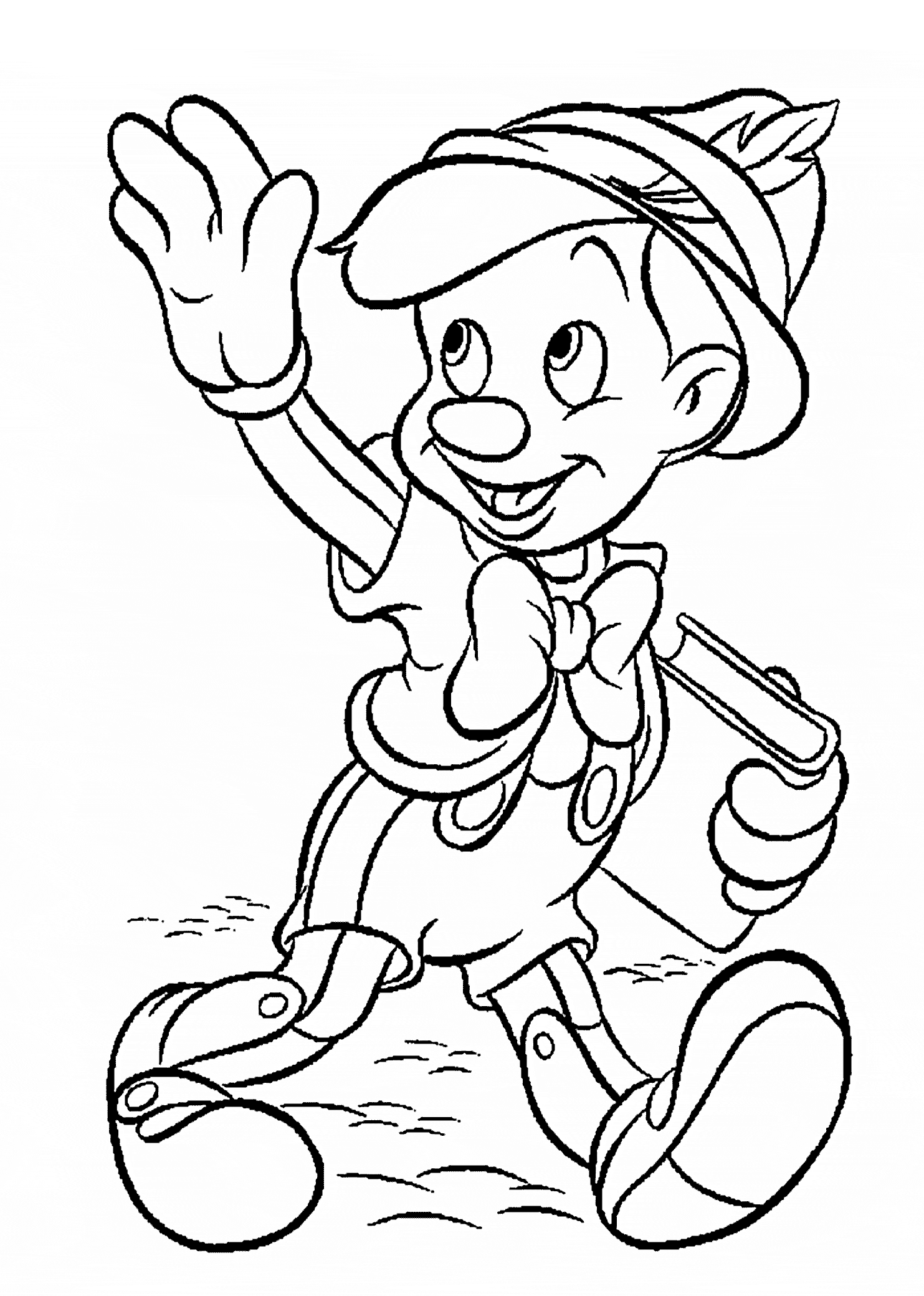 Раскраска Пиноккио счастливым