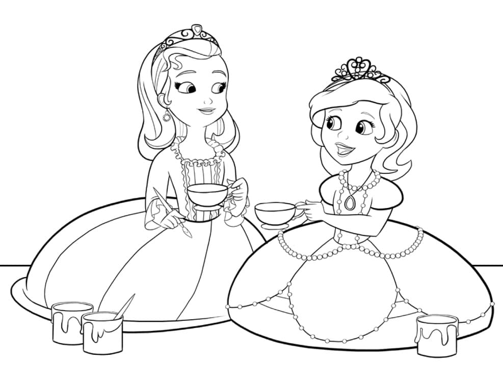 Раскраска Принцесса Эмбер и София 1