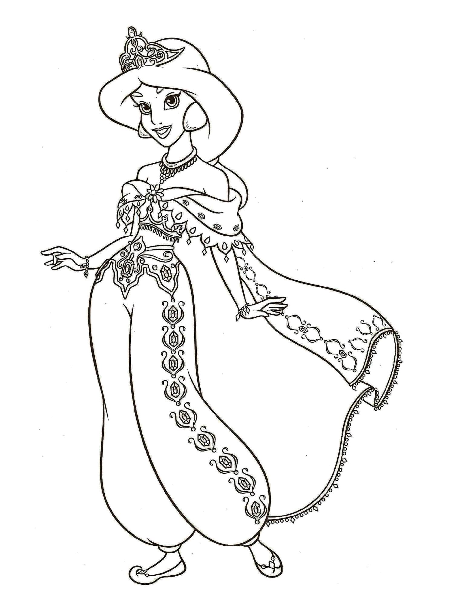 Раскраска Принцесса Жасмин (2)