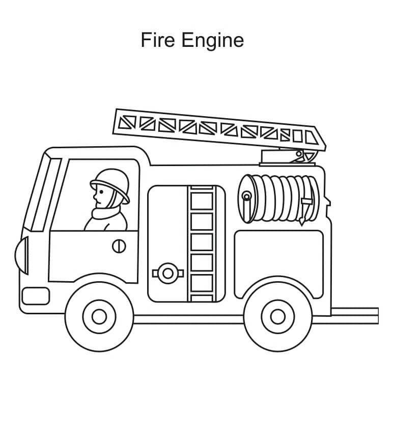 Раскраска простая пожарная машина 6